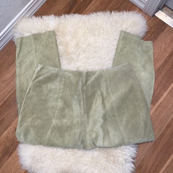 The Look by Randolph Duke Vintage Light Olive Green Suede Cropped Pants Sz 34 - Picture 5 of 10